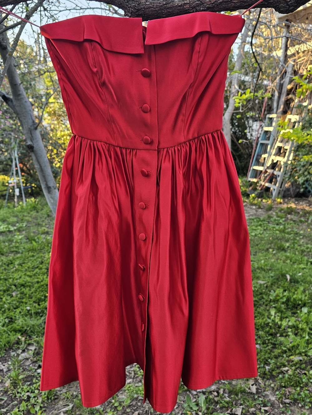 Vintage DKNY Strapless Cherry Red Dress